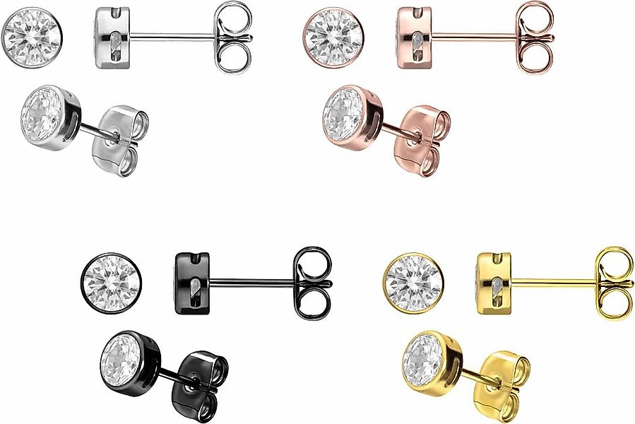 FILANGO Piercing-Set Titan Ohrstecker EINGEFASSTER KRISTALL günstig online kaufen