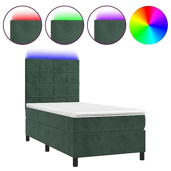 vidaXL Boxspringbett Boxspringbett mit Matratze LED Dunkelgrün 100x200 cm S günstig online kaufen