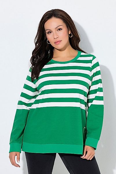 Ulla Popken Sweatshirt Sweatshirt Ringel Herzstickerei Rundhals Langarm günstig online kaufen