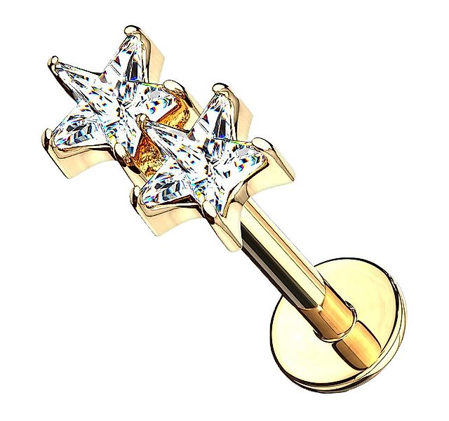 Taffstyle Piercing-Set Tragus Labret Kristall Doppel Sterne Innengewinde Go günstig online kaufen