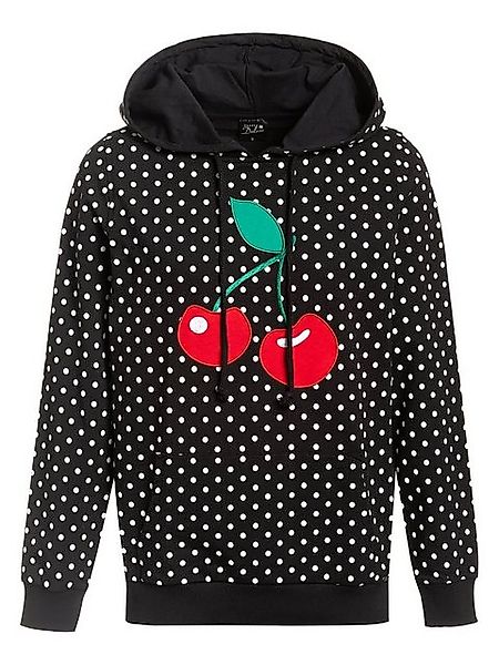 Pussy Deluxe Big Cherry Damen Kapuzensweatshirt schwarz allover günstig online kaufen