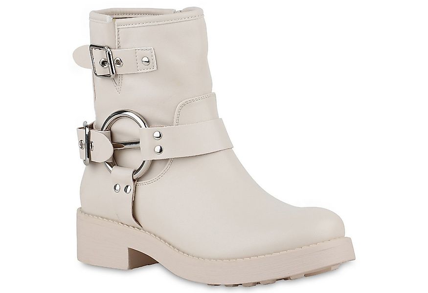 VAN HILL 840843 Bikerboots Damen Leicht Gefütterte Biker Boots Schnallen Ni günstig online kaufen