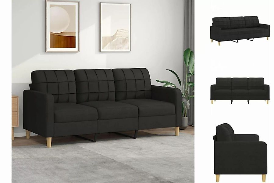 vidaXL Sofa 3-Sitzer Sofa Couch Möbel Schwarz 180 cm Stoff günstig online kaufen