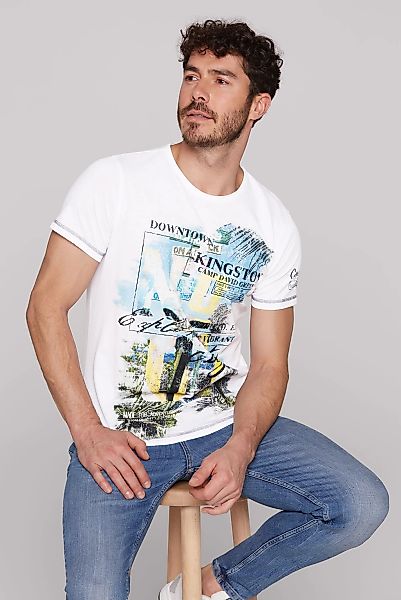 CAMP DAVID Rundhalsshirt, mit offener Kante am Ausschnitt günstig online kaufen