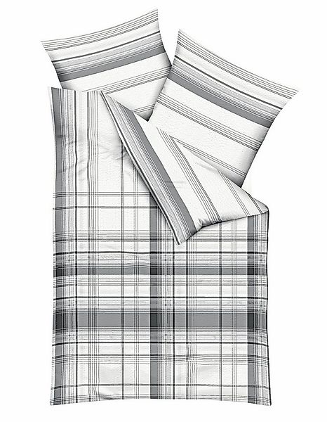 JACK Wendebettwäsche 135x200cm / 155x220cm Facile Grau Streifen Kariert Kae günstig online kaufen