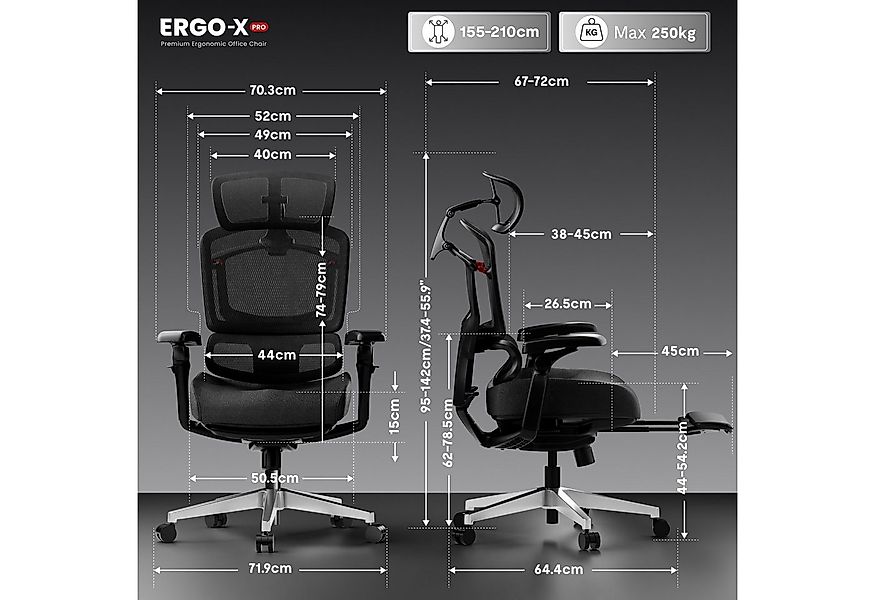 FLEXISPOT Bürostuhl ErgoX, Schreibtischstuhl Premium Ergonomischer (mit 7D- günstig online kaufen
