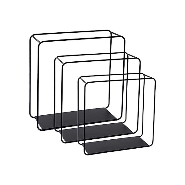 BERLINLODGE Wandregal Metall 3er Set Schwarz Schweberegal 3-Teiliges Hänger günstig online kaufen