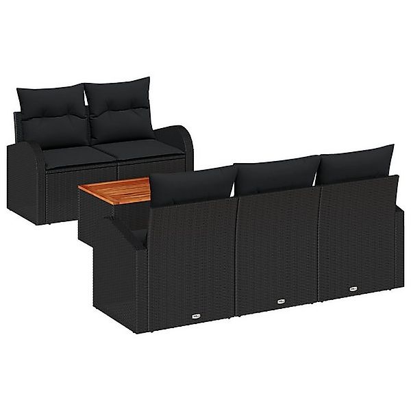 vidaXL Loungesofa 6-teiliges Garten Sofa Set mit Kissen Schwarz Poly Rattan günstig online kaufen