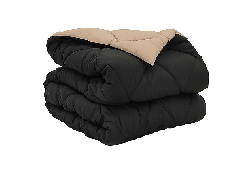 vidaXL Baumwollbettdecke Ganzjahresbettdecke Schwarz und Taupe 200 x 140 cm günstig online kaufen