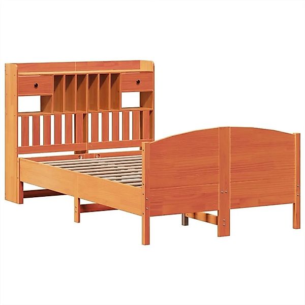 vidaXL Massivholzbett mit Regal ohne Matratze Wachsbraun 135x190 cm 3323154 günstig online kaufen