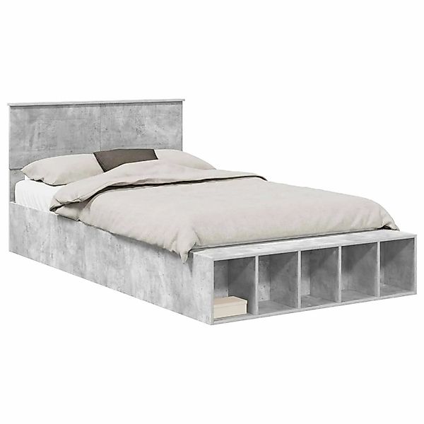 vidaXL Bettrahmen mit Regal Beton Grau 120 x 190 cm Holzwerkstoff 3408385 günstig online kaufen