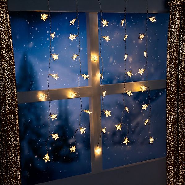 Spetebo LED-Lichtervorhang warm weiß mit Timer - 80 x 60 cm, 40-flammig, St günstig online kaufen