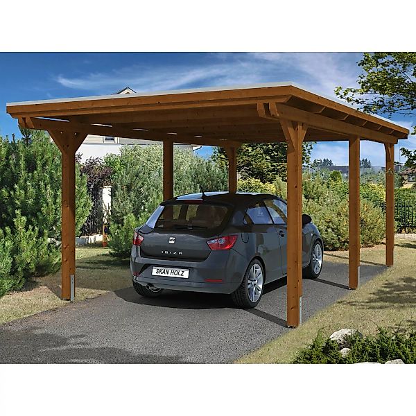 Skan Holz Carport Emsland 354 cm x 604 cm Nussbaum günstig online kaufen