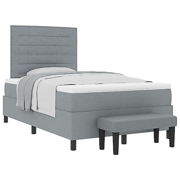vidaXL Bett Boxspringbett mit Matratze & Bank Hellgrau 120x190 cm Stoff (2- günstig online kaufen