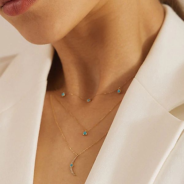 GOLDEN Charm-Kette Türkise Mond Halskette, Sterling günstig online kaufen