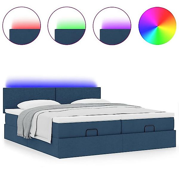 vidaXL Bett Ottoman-Bett mit Matratzen & LEDs Blau 180x200 cm Stoff günstig online kaufen