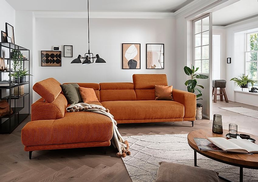 alina Ecksofa "Hikari", wahlweise mit Sitzvorzug, in modernem Cordstoff, Br günstig online kaufen