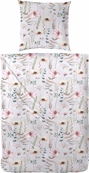 Primera Bettwäsche "Bio-Renforce Bettwäsche Fleur" 2 Stk. mit hübschen Blum günstig online kaufen
