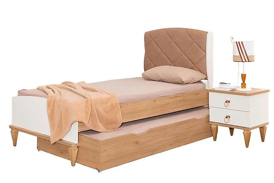 Xlmoebel Kinderbett Luxuriöses Kinderbett in Beige ausziehbar - Holz Schlaf günstig online kaufen