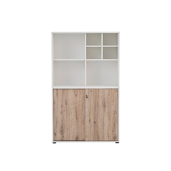 PROREGAL® Aktenschrank Möbelpartner Pigeon Set, Breite 100cm, Weiß/Eiche günstig online kaufen