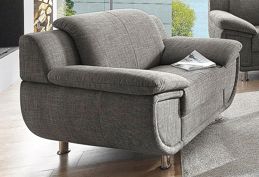 TRENDMANUFAKTUR Sessel "Rondo, Breite 121 cm, breite Armlehnen, Füße chromf günstig online kaufen