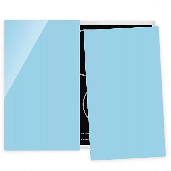 2-teilige Herdabdeckplatte Glas Unifarben Pastellblau günstig online kaufen
