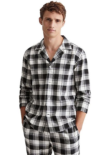 Marc O'Polo Pyjamaoberteil Homey Flanne Knopfleiste, Langarm, kariert, Logo günstig online kaufen