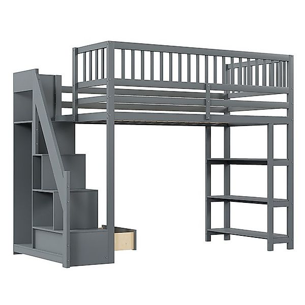 Gotagee Hochbett Kinderbett 90x200 cm Hochschrank Kletterleiter Einzelbett günstig online kaufen