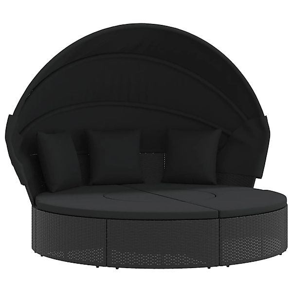 VidaXL Outdoor-Loungebett mit Dach und Kissen Schwarz Poly Rattan 3 günstig online kaufen