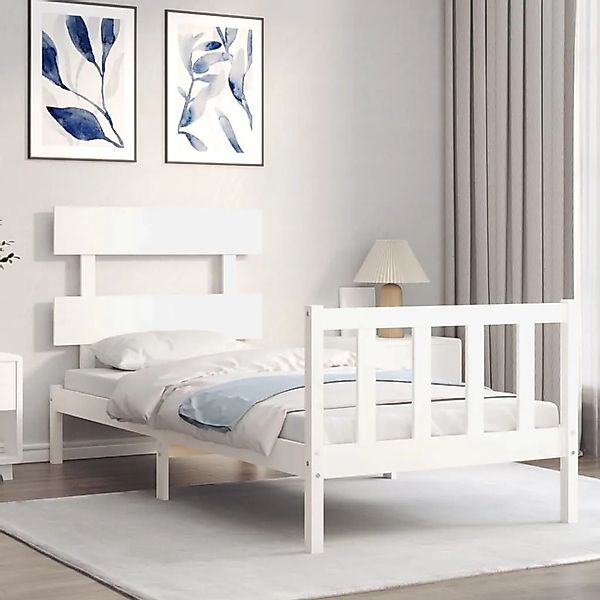 vidaXL Massivholzbett ohne Matratze Weiß 90x200 cm Kiefernholz 3193257 günstig online kaufen