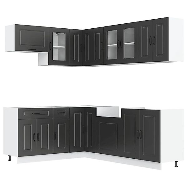 vidaXL 11-Tlg Küchenschrank-Set Kalmar Schwarz Holzwerkstoff 3314882 günstig online kaufen