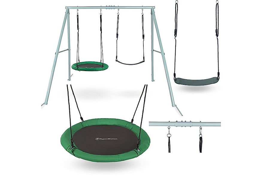 HyperMotion Doppelschaukel mit Gestell und Seilen – Sitz und Storchennest günstig online kaufen