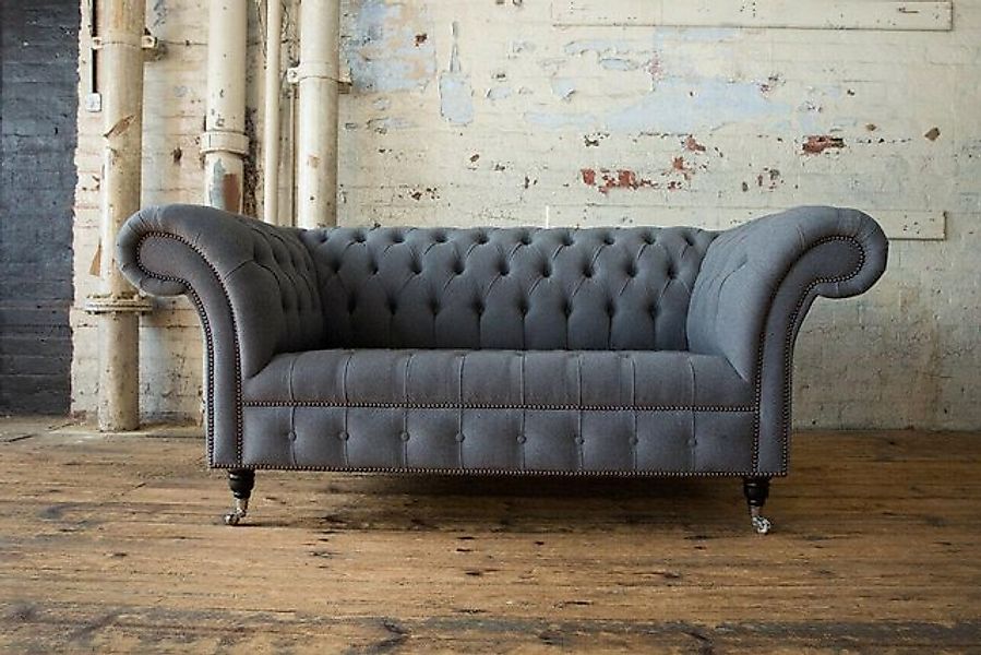 Xlmoebel 2-Sitzer Designer Grau Zweisitzer Stoffsofa Couch Chesterfield, 1 günstig online kaufen