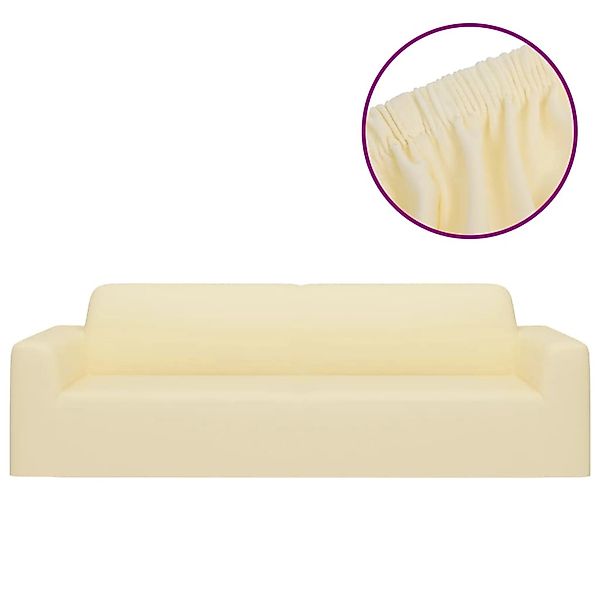vidaXL Sofahusse, Stretch Sofahusse 3-Sitzer Creme Polyester-Jersey günstig online kaufen