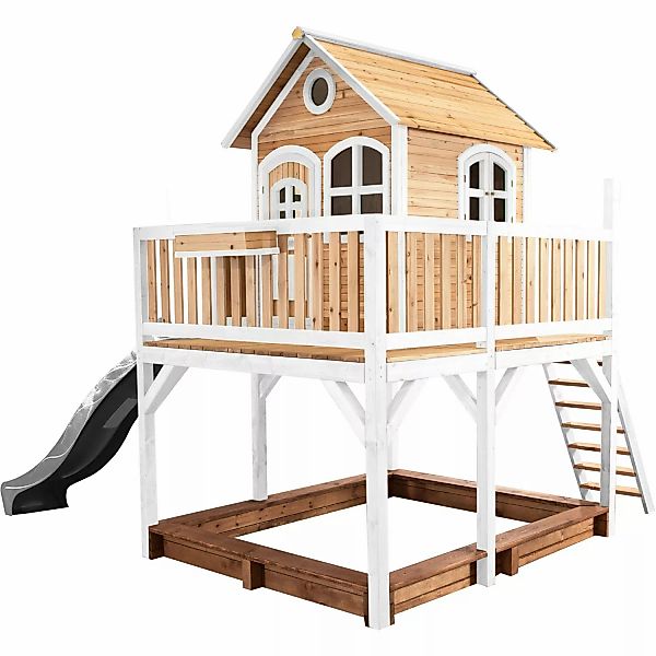 Axi Liam Spielhaus Braun - Weiß mit Grauer Rutsche 255 x 377 x 291 cm günstig online kaufen