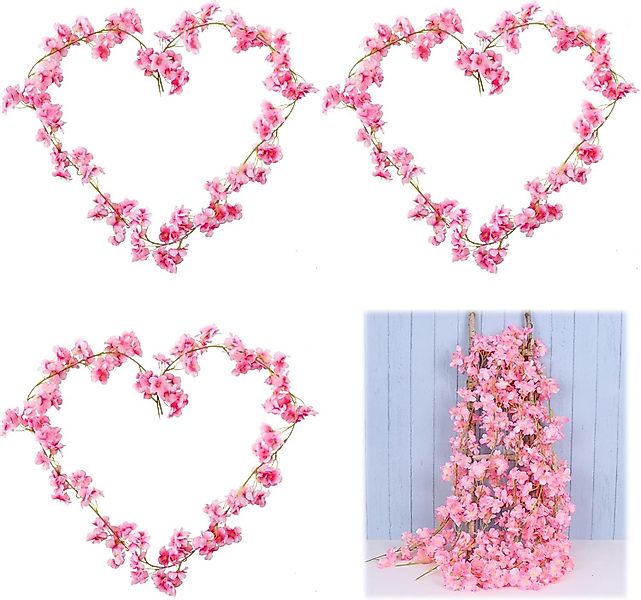 Kunstblumenstrauß Künstliche Kirschblütenranke, hängend Kirschblütenkranz D günstig online kaufen