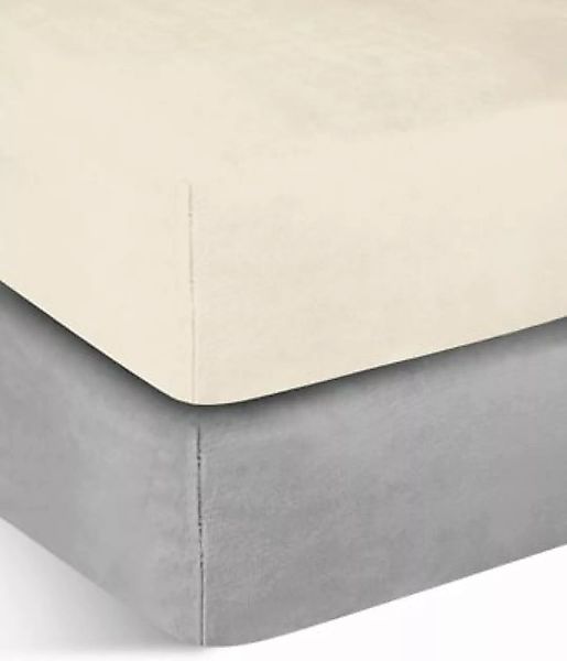 Aspero® 2 Flanell-Spannbettlaken PERPIGNAN Bettlaken beige/grau Gr. 90-100 günstig online kaufen