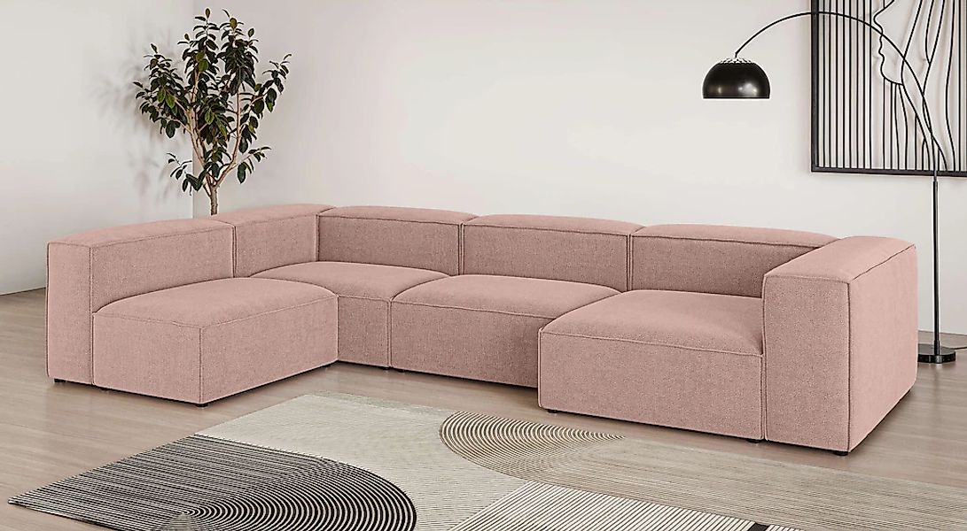 OTTO home Wohnlandschaft "HAILY U-Form mit Ottomane links/rechts, Maße B/T/ günstig online kaufen