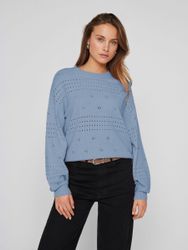 Vila Strickpullover Pointelle Design Strickpullover Rundhals günstig online kaufen