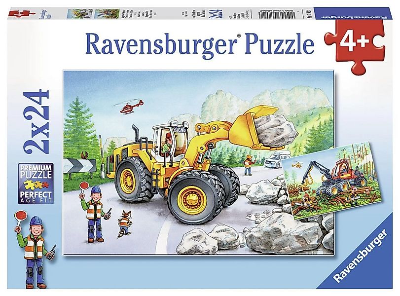 Ravensburger Puzzle Bagger und Waldtraktor. Puzzle 2 x 24 Teile, 24 Puzzlet günstig online kaufen