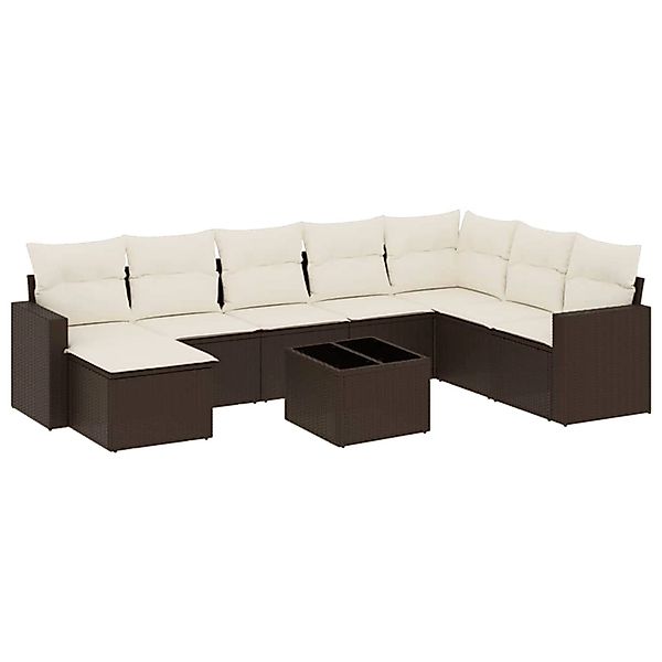 vidaXL 9-Tlg Garten-Sofagarnitur mit Kissen Braun Poly Rattan 3219363 günstig online kaufen
