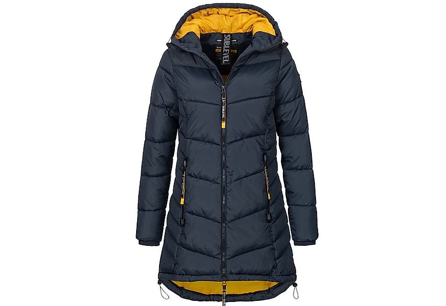 SUBLEVEL Steppjacke Damen Mantel mit Kapuze lange Winter Jacke Parka Stehkr günstig online kaufen