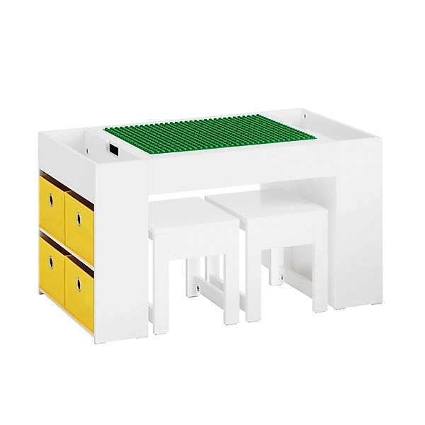 SoBuy Kindertisch mit 2 Stühlen Kindersitzgruppe mit Stauraum Spieltisch KM günstig online kaufen