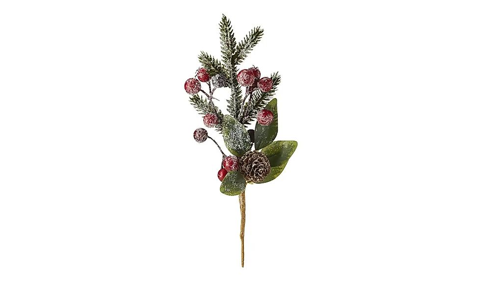 Kunstblume, Kaemingk, Tannenzweig 24cm mit Beeren, Zapfen und Schnee künstl günstig online kaufen