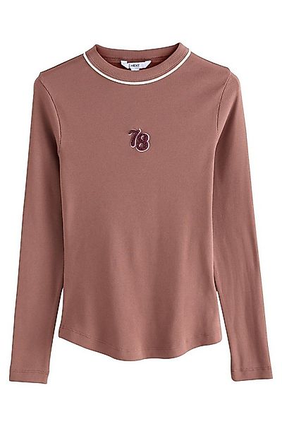Next Langarmshirt Besticktes Langarmoberteil mit Rundhalsausschnitt (1-tlg) günstig online kaufen