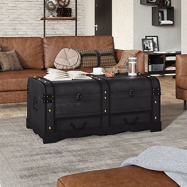 furnicato Truhe Schatztruhe Holz Groß Schwarz günstig online kaufen