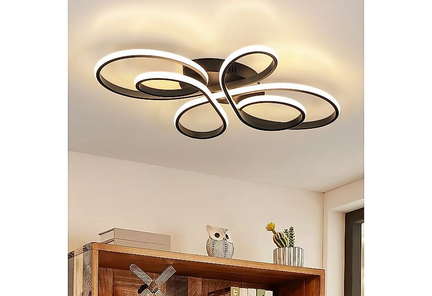 Nettlife LED Deckenleuchte Modern Schwarz Dimmbar Wohnzimmer 65W 40/66/80/1 günstig online kaufen