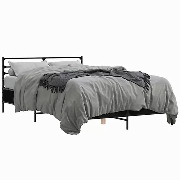 vidaXL Bettgestell, Bettrahmen Schwarz 140x190 cm Holzwerkstoff und Metall günstig online kaufen