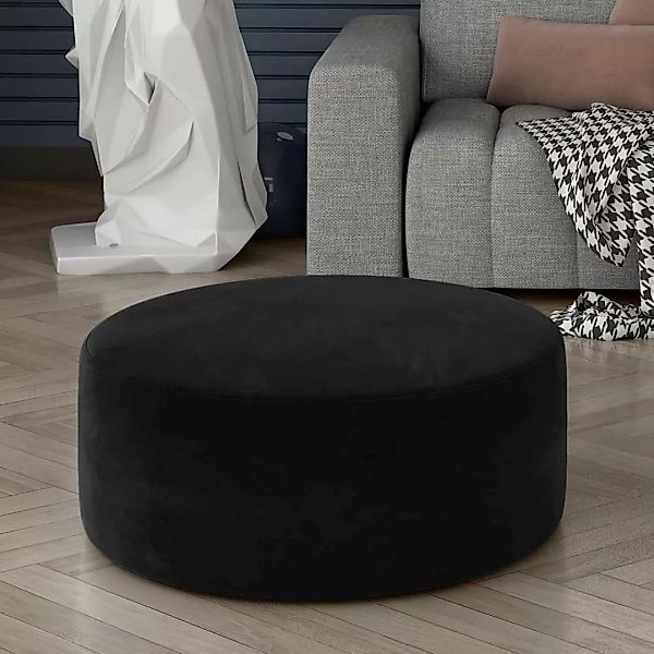 Hocker Sitzwürfel in Schwarz aus Samt günstig online kaufen