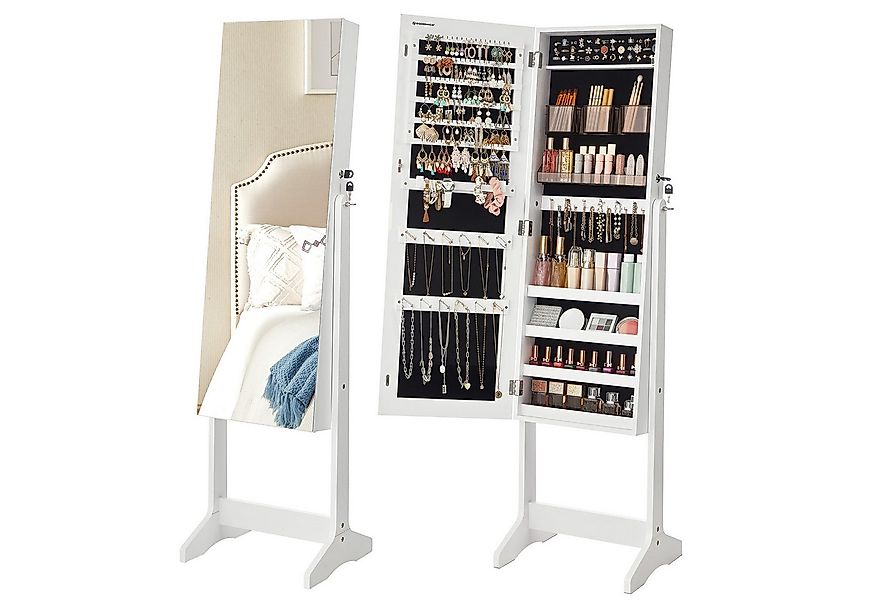 SONGMICS Schmuckschrank Spiegelschrank stehend 2 Organizern, abschließbar, günstig online kaufen